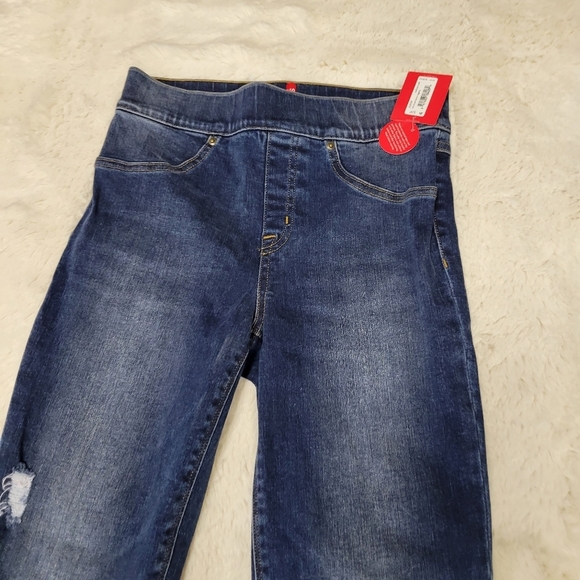 New SPANX Distressed Ankle Skinny Jeans in Medium Wash Blue Size S - Picture 6 of 7